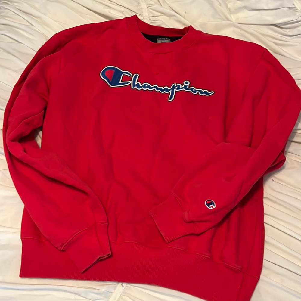 Red Champion Crewneck